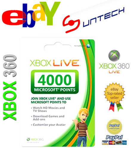  Xbox 360 Live 4000 Point Prepaid Game Card Redemption Code